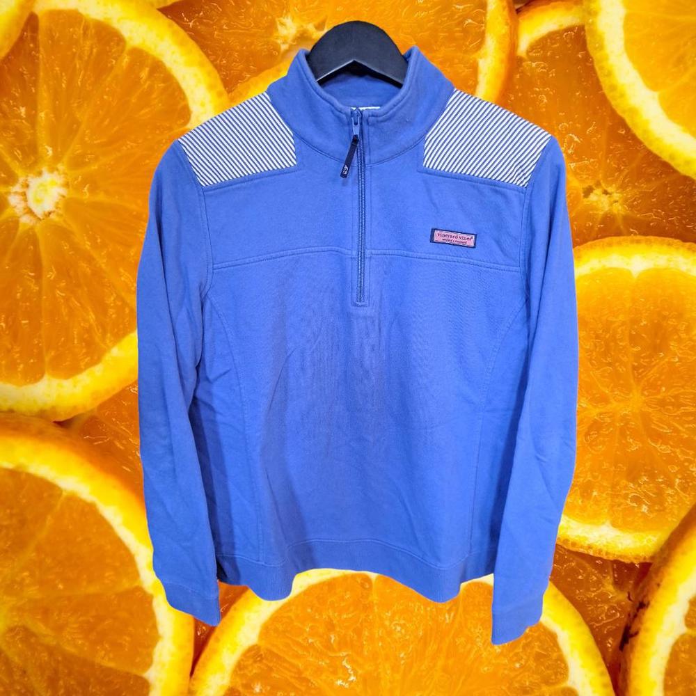 Vineyard Vines 1/4 Zip Blue Mock Neck Sweatshirt‎ Size Large